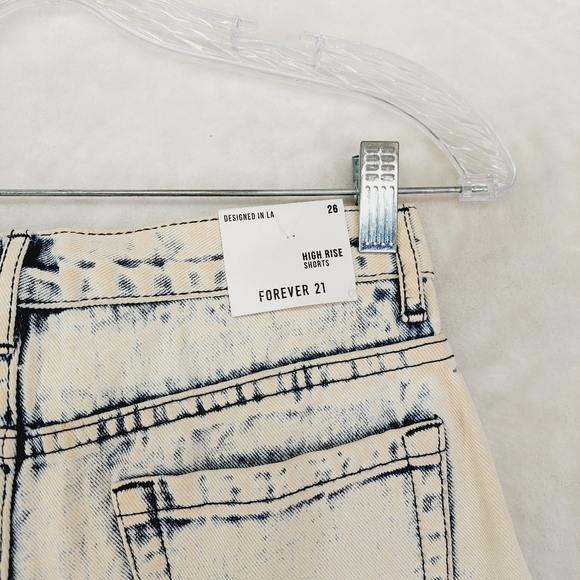 Forever 21 White & Blue A-Line Jean Shorts With Pockets 592 - Picture 4 of 9